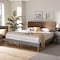 Baxton Studio Gabriela Grey Upholstered and Ash Walnut Wood King Size Platform Bed 164-9415-9427 - alternate 6